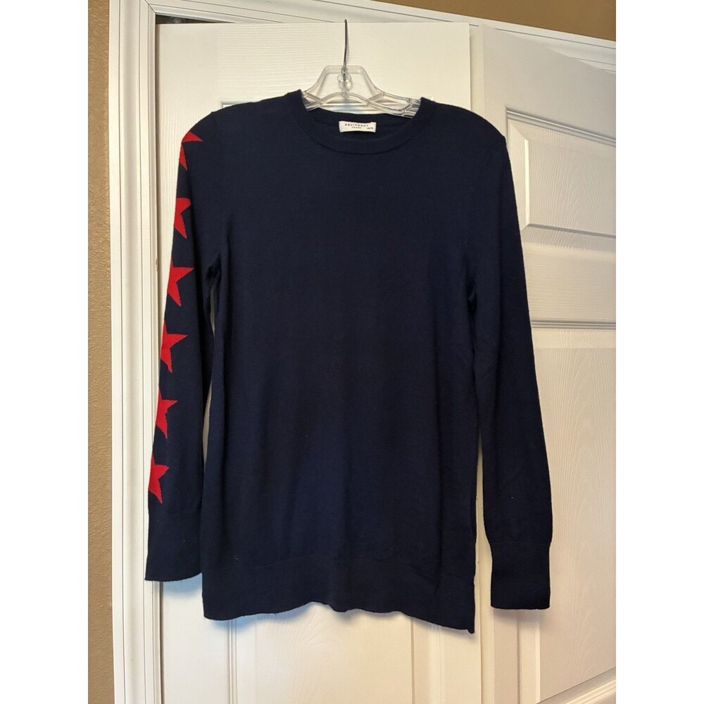 Equipment Femme Sweater Size XS Wool Blend Navy Stars Crew Neck